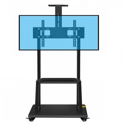 Suporte Tv Pedestal Com Prateleira Rodinhas Estante Chao Monitor Televisao Ajustavel Universal