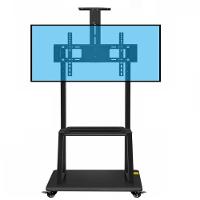 Suporte Tv Pedestal Com Prateleira Rodinhas Estante Chao Monitor Televisao Ajustavel Universal - 1