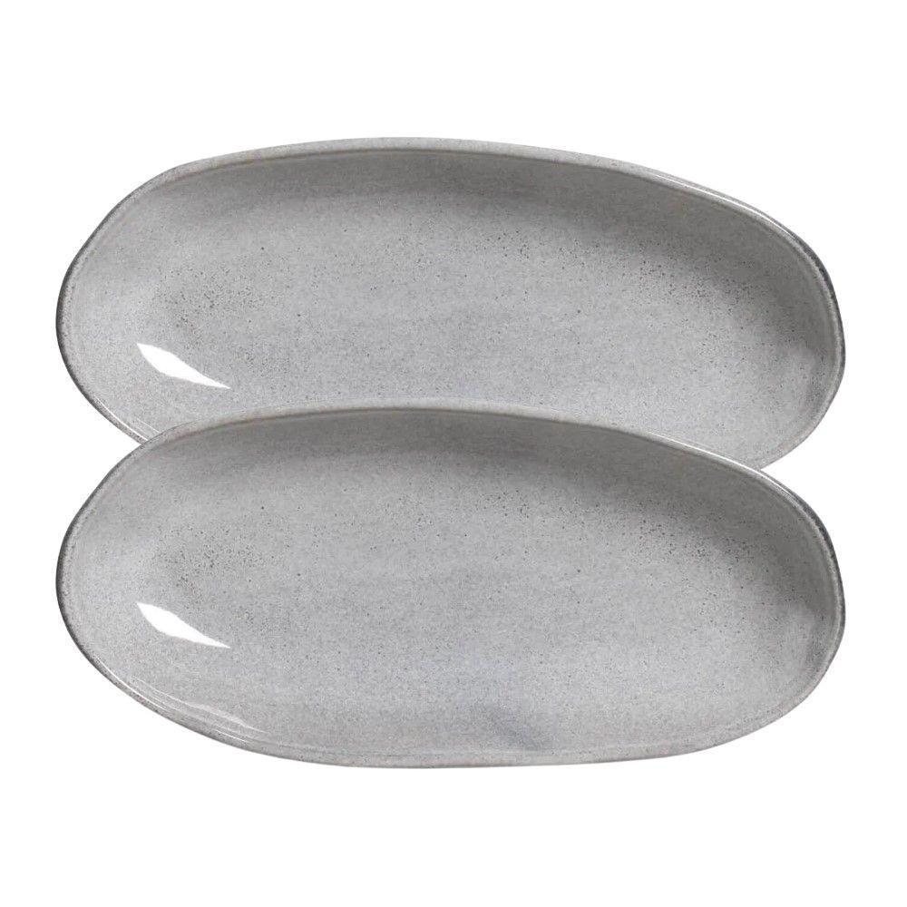 Conjunto Com 02 Travessas Oval Funda Grande 32x16 Cm Orgânico Dust Porto Brasil - 1