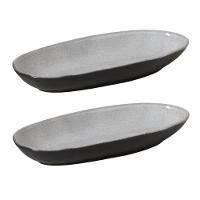 Conjunto Com 02 Travessas Oval Funda Grande 32x16 Cm Orgânico Dust Porto Brasil - 2