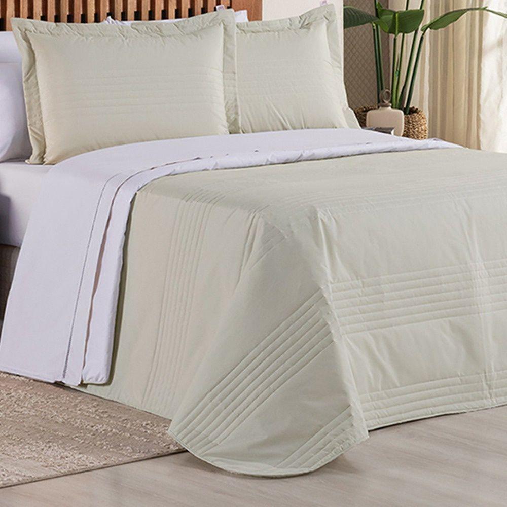 Kit Cobre Leito + Jogo De Cama Premier Queen 7 Peças Hipercal 200 Fios 80% Algodão, 20% Poliéster - Caqui - 3