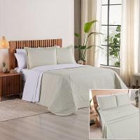 Kit Cobre Leito + Jogo De Cama Premier Queen 7 Peças Hipercal 200 Fios 80% Algodão, 20% Poliéster - Caqui - 1