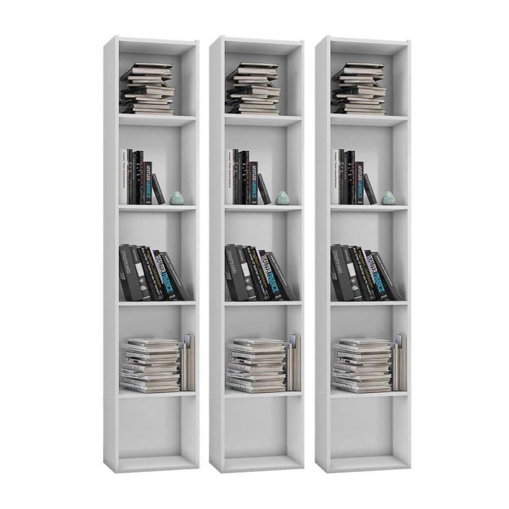 3 Estantes Multiuso 4 Prateleiras Janaína Branco Ajl Móveis - 1