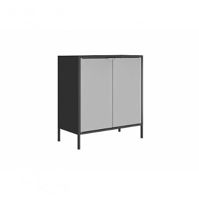 Balcão Alto Multiúso Itatiaia Smart - 2 Portas - Preto C- Cinza Matte