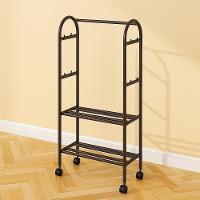 Arara Guarda Roupas Estante 2 Prateleiras Carrinho Organizador Cabideiro Quarto Vestiario Sapateira Suporte Portatil Lav - 5