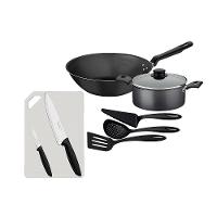 Caçarola Turim Alumínio Chumbo Antiaderente 2,0l + Wok Loreto 3,6l + Utensílios Ability + Tábua E Facas - 1