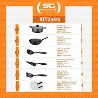 Caçarola Turim Alumínio Chumbo Antiaderente 2,0l + Wok Loreto 3,6l + Utensílios Ability + Tábua E Facas - 2