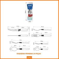 Caçarola Turim Alumínio Chumbo Antiaderente 2,8l + Faqueiro Ipanema Vermelho 24pc + Wok Loreto 3,6l - 5