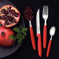 Caçarola Turim Alumínio Chumbo Antiaderente 2,8l + Faqueiro Ipanema Vermelho 24pc + Wok Loreto 3,6l - 10