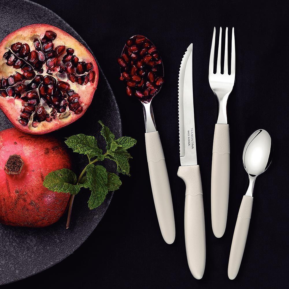 Caçarola Turim Alumínio Chumbo Antiaderente 2,8l + Faqueiro Ipanema Branco 24pc + Wok Loreto 3,6l - 8