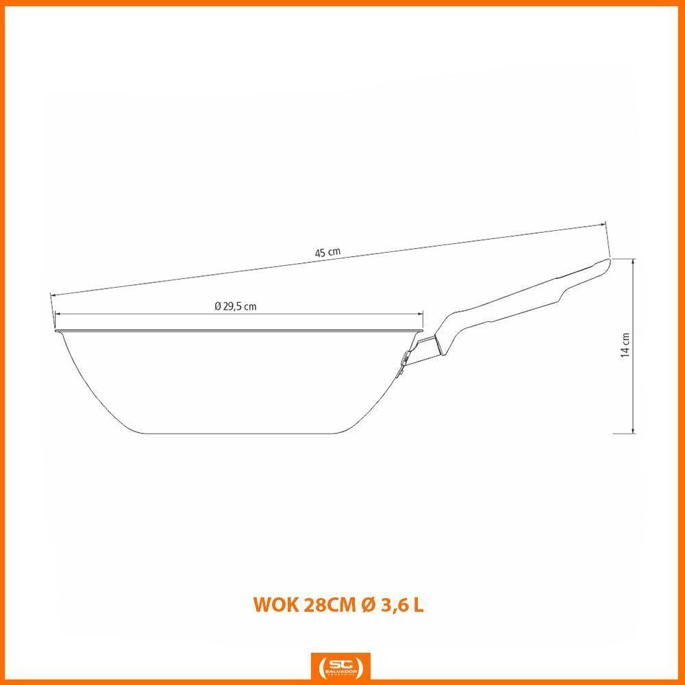 Caçarola Turim Alumínio Chumbo Antiaderente 2,8l + Faqueiro Ipanema Branco 24pc + Wok Loreto 3,6l - 9