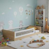 Cama Montessoriana Infantil Solteiro Com Colchão Aveiro Oak Branco - 1