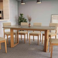 Conjunto Sala De Jantar Dora Em Madeira Maciça 6 Cadeiras Boucle Bege - 9