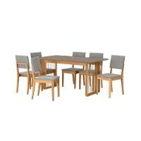 Conjunto Sala De Jantar Dora Em Madeira Maciça 6 Cadeiras Boucle Cinza - 2