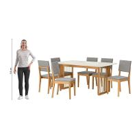 Conjunto Sala De Jantar Dora Em Madeira Maciça 6 Cadeiras Boucle Cinza - 3