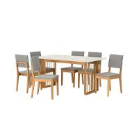 Conjunto Sala De Jantar Dora Em Madeira Maciça 6 Cadeiras Boucle Cinza - 5
