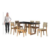 Conjunto Sala De Jantar Dora Em Madeira Maciça 6 Cadeiras Boucle Bege