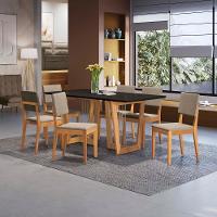 Conjunto Sala De Jantar Dora Em Madeira Maciça 6 Cadeiras Linho Fendi - 1