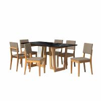 Conjunto Sala De Jantar Dora Em Madeira Maciça 6 Cadeiras Linho Fendi - 8