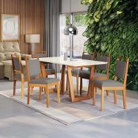 Conjunto Sala De Jantar Lina Em Madeira Maciça 6 Cadeiras Boucle Cinza - 1