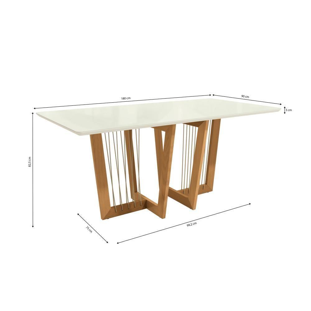 Conjunto Sala De Jantar Lina Em Madeira Maciça 6 Cadeiras Boucle Bege - 3