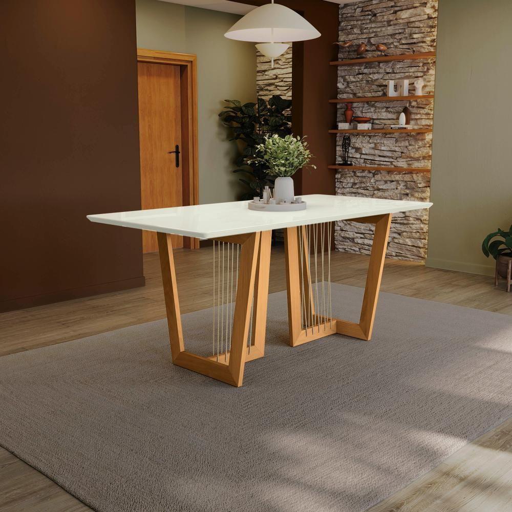 Conjunto Sala De Jantar Lina Em Madeira Maciça 6 Cadeiras Boucle Bege - 10