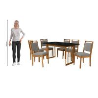 Conjunto Sala De Jantar Lina Em Madeira Maciça 6 Cadeiras Boucle Cinza