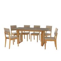 Conjunto Sala De Jantar Dora Em Madeira Maciça 6 Cadeiras Linho Fendi - 2