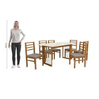 Conjunto Sala De Jantar Elisa Em Madeira Maciça 6 Cadeiras Boucle Cinza