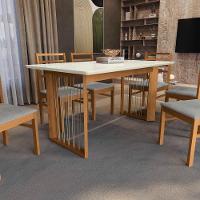 Conjunto Sala De Jantar Elisa Em Madeira Maciça 6 Cadeiras Boucle Cinza - 6