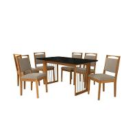 Conjunto Sala De Jantar Lina Em Madeira Maciça 6 Cadeiras Linho Fendi - 2