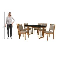Conjunto Sala De Jantar Lina Em Madeira Maciça 6 Cadeiras Linho Fendi
