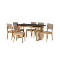 Conjunto Sala De Jantar Dora Em Madeira Maciça 6 Cadeiras Linho Fendi - 2