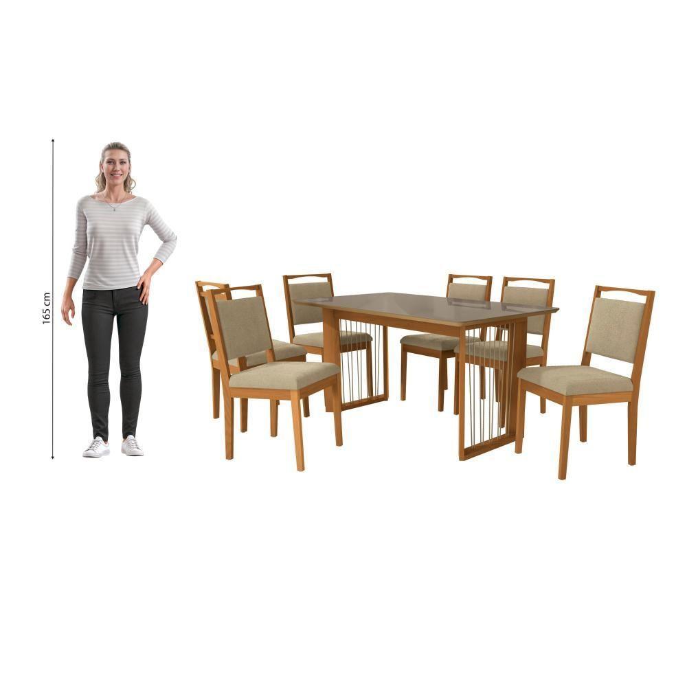 Conjunto Sala De Jantar Lina Em Madeira Maciça 6 Cadeiras Boucle Bege - 4