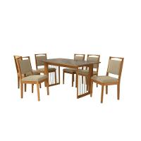 Conjunto Sala De Jantar Lina Em Madeira Maciça 6 Cadeiras Boucle Bege - 2