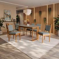 Conjunto Sala De Jantar Lina Em Madeira Maciça 6 Cadeiras Boucle Cinza - 1