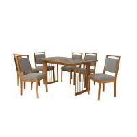 Conjunto Sala De Jantar Lina Em Madeira Maciça 6 Cadeiras Boucle Cinza - 6