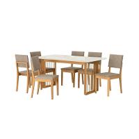 Conjunto Sala De Jantar Dora Em Madeira Maciça 6 Cadeiras Linho Fendi - 5