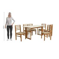 Conjunto Sala De Jantar Elisa Em Madeira Maciça 6 Cadeiras Boucle Bege