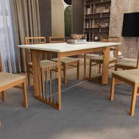 Conjunto Sala De Jantar Elisa Em Madeira Maciça 6 Cadeiras Boucle Bege - 6