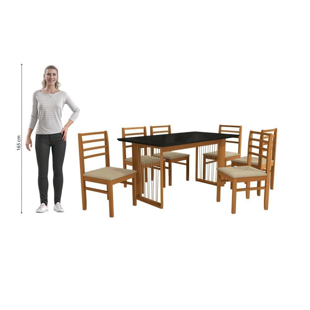 Conjunto Sala De Jantar Elisa Em Madeira Maciça 6 Cadeiras Boucle Bege - 4