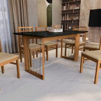 Conjunto Sala De Jantar Elisa Em Madeira Maciça 6 Cadeiras Boucle Bege - 6