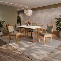 Conjunto Sala De Jantar Lina Em Madeira Maciça 6 Cadeiras Linho Fendi - 1