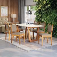 Conjunto Sala De Jantar Lina Em Madeira Maciça 6 Cadeiras Linho Fendi - 1