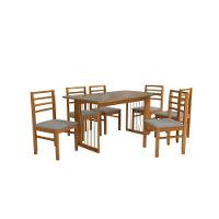 Conjunto Sala De Jantar Elisa Em Madeira Maciça 6 Cadeiras Boucle Cinza - 2