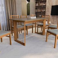 Conjunto Sala De Jantar Elisa Em Madeira Maciça 6 Cadeiras Boucle Cinza - 6