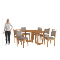 Conjunto Sala De Jantar Lina Em Madeira Maciça 6 Cadeiras Boucle Cinza - 9