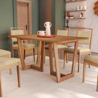 Conjunto Sala De Jantar Lina Em Madeira Maciça 6 Cadeiras Boucle Bege - 5