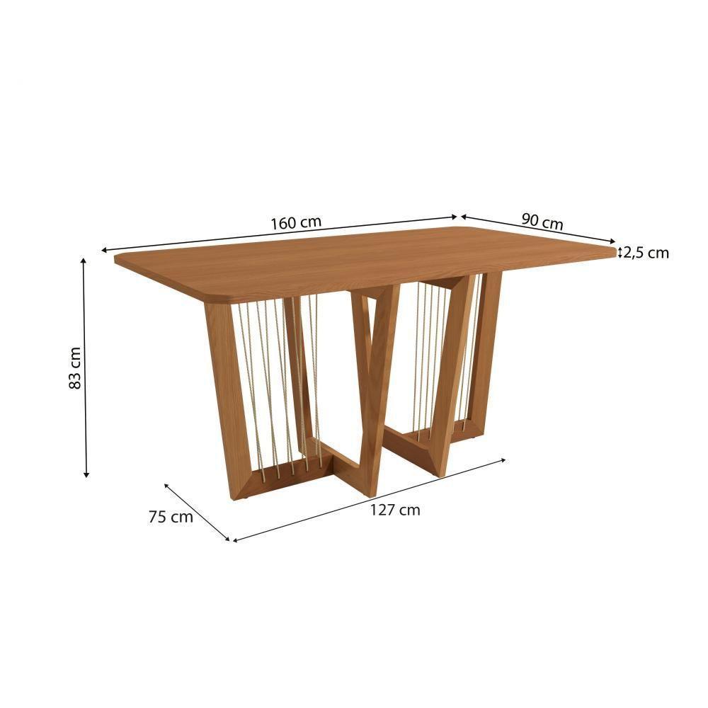 Conjunto Sala De Jantar Elisa Em Madeira Maciça 6 Cadeiras Linho Fendi - 3