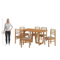 Conjunto Sala De Jantar Elisa Em Madeira Maciça 6 Cadeiras Linho Fendi